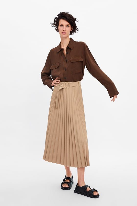 Zara pleated skirt with belt