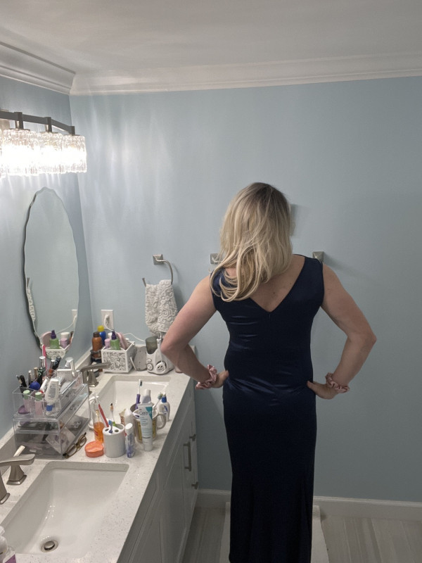 Blue Satin Bridesmaid Dress