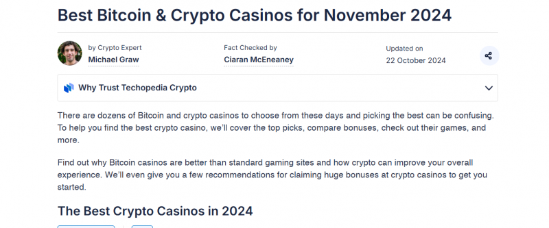 Best Bitcoin and Crypto Casinos for November 2024