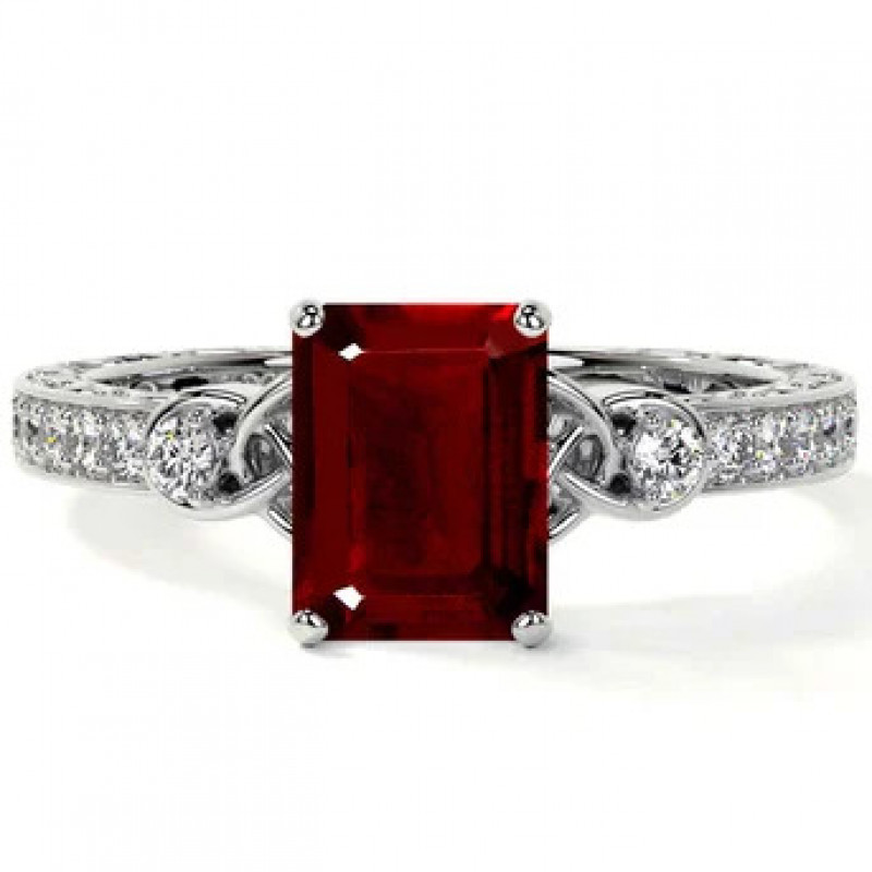 Perfect Emerald Cut Ruby Rings: 