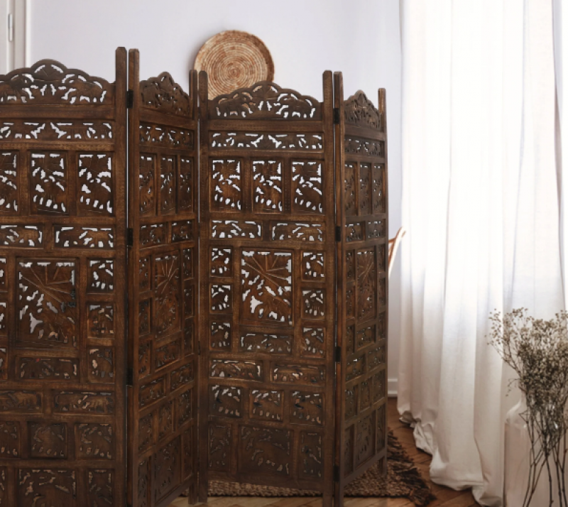 Elephant Room Screen Divider Burnt Brown: 