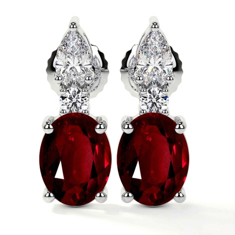 Natural Ruby Diamond Earrings: 