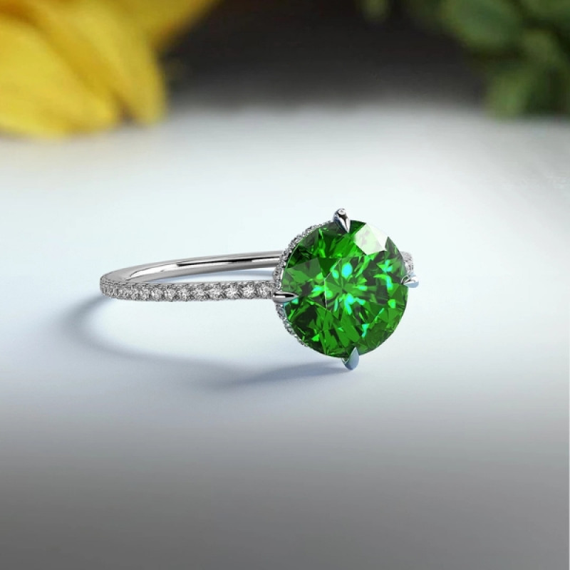 Pave Set Green Sapphire Ring: 