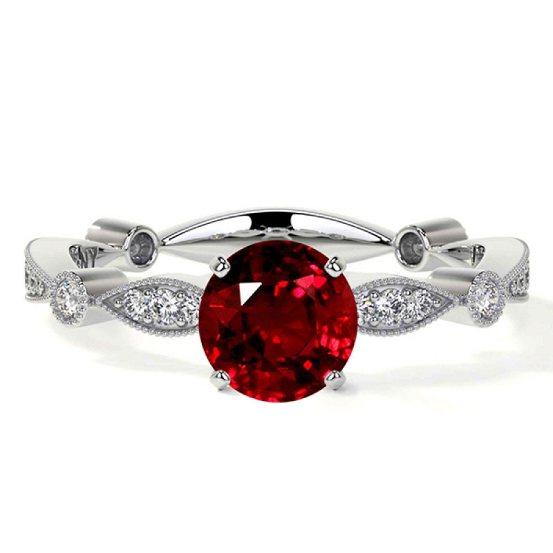 Antique Ruby Rings in Pave and Bezel Setting: 