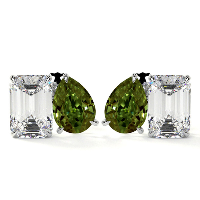 Pear Shaped Natural Alexandrite Earrings: 