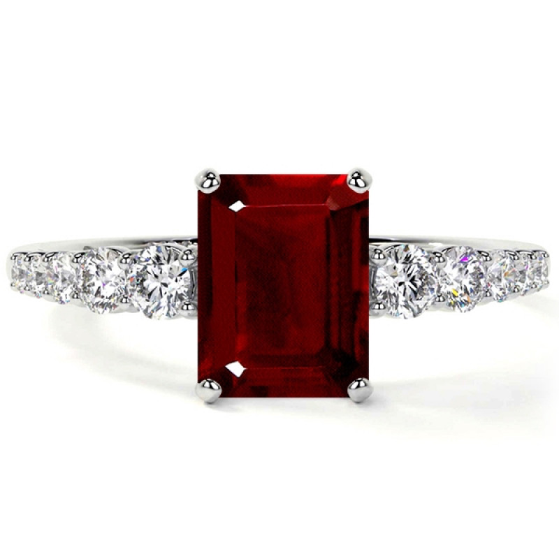 Emerald Cut Ruby Rings in Untreated Heirloom: 