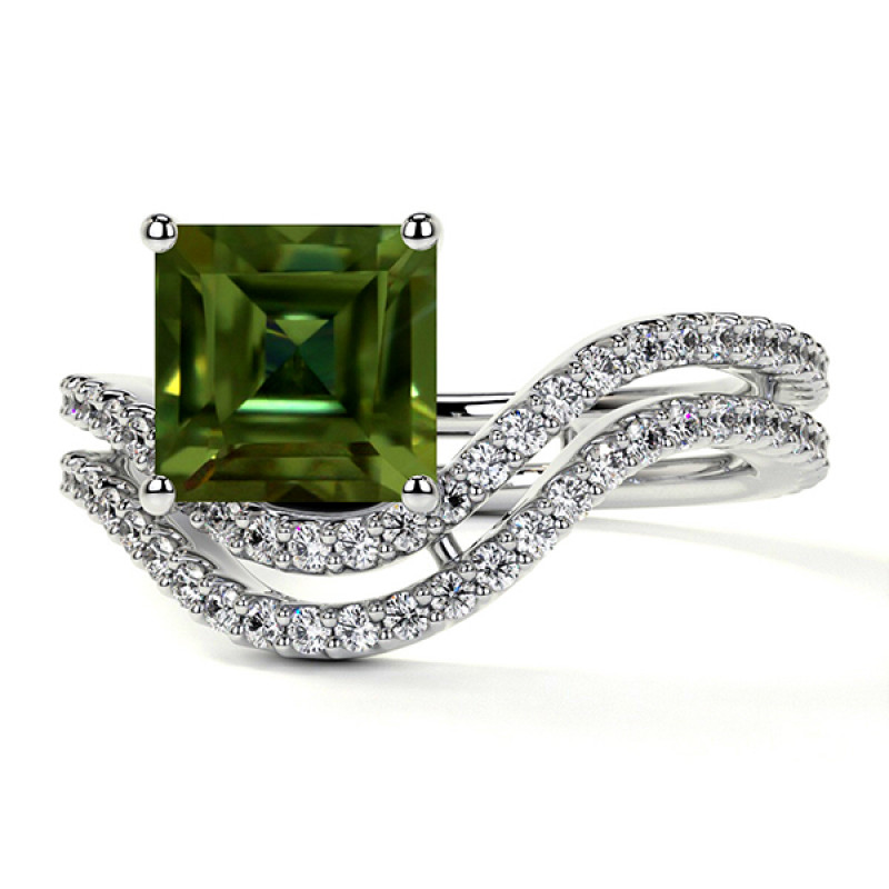 Untreated Alexandrite Engagement Rings in Square Centerstone: 
