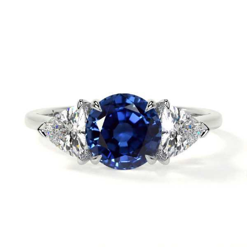 Sapphire Three Stone Engagement Ring from Madagascar: 