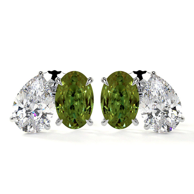 Natural Alexandrite Earrings in Oval Shape: 
