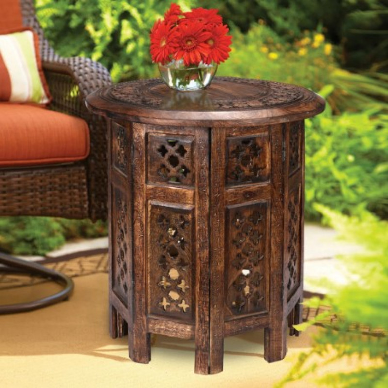 Scilla Side Table 45cm, Natural Mango Wood, Burnt Color