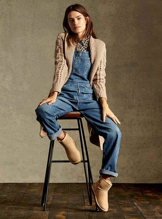 Winter colour outfit ideas with denim dangri dress, shirt, 90's dungaree outfits fashion, cute attire for girls: 
