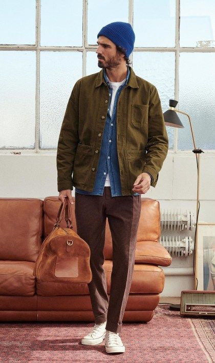 Brown Harrington Jacket, Beanie Outfits With Brown Suit Trouser, Octobre Editions Will Jacket: 