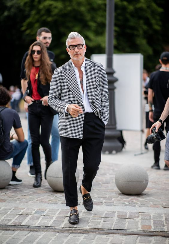 Blazer, Loafers Outfit Designs With Black Casual Trouser, Pitti Uomo Outfits: 