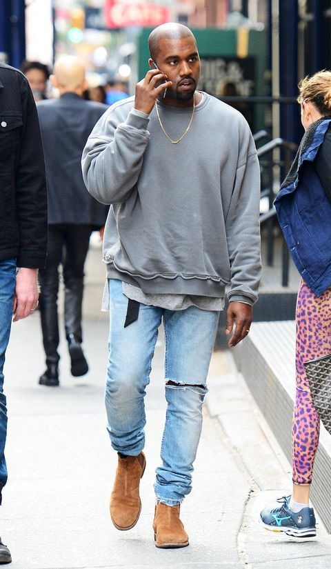 Grey Sweatshirt, Uggs Fashion Trends With Light Blue Casual Trouser, Fashion Chelsea Boots Men: 