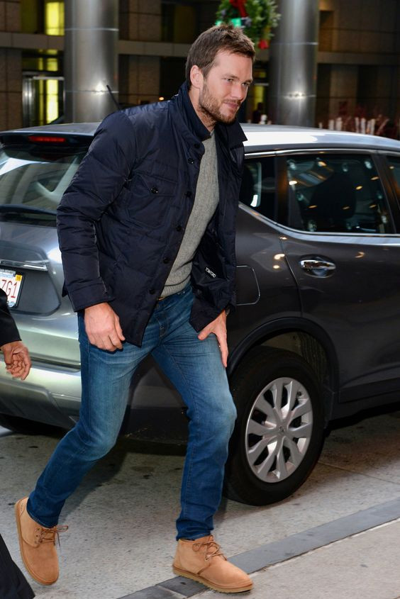 Dark Blue And Navy Suit Jackets Tuxedo, Uggs Fashion Outfits With Dark Blue And Navy Casual Trouser, Tom Brady Ugg Boots: 