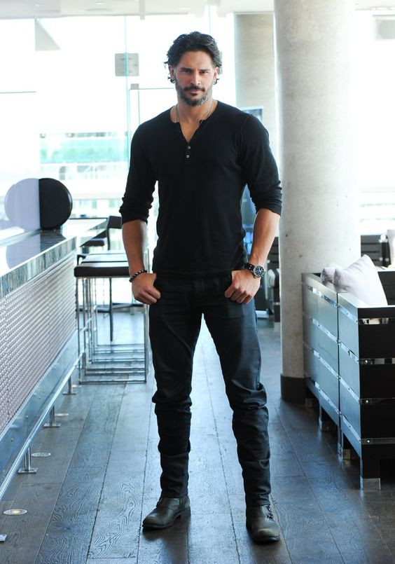 Black Polo-shirt, Stylish Fashion Outfits With Black Sweat Pant, Casual Boots: 