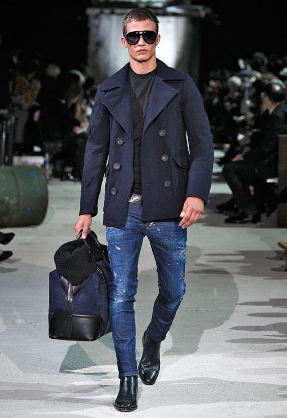 Dark Blue And Navy Peacoat, Pea Coat Wardrobe Ideas With Dark Blue And Navy Casual Trouser, Fashion: 