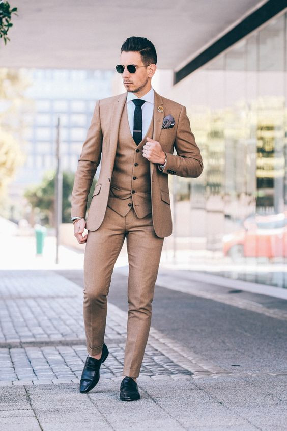 Outfit inspo brown pant coat, men's clothing