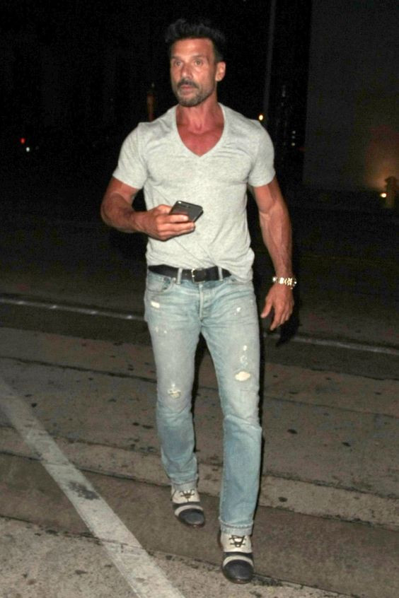 White T-shirt, Clubbing Outfits Ideas With Light Blue Casual Trouser, man's fashion: 