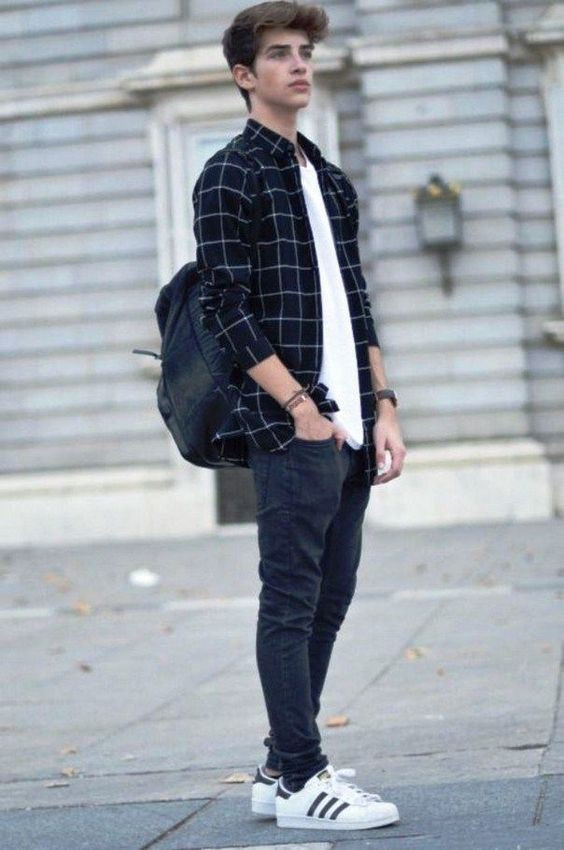 Black Cardigan, Guys School Outfits Ideas With Dark Blue And Navy Casual Trouser, Teenage Boy Outfits: 