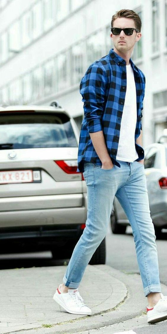 Shirt, Flannel Shirt Wardrobe Ideas With Light Blue Casual Trouser, T Shirt With Check Shirt: 